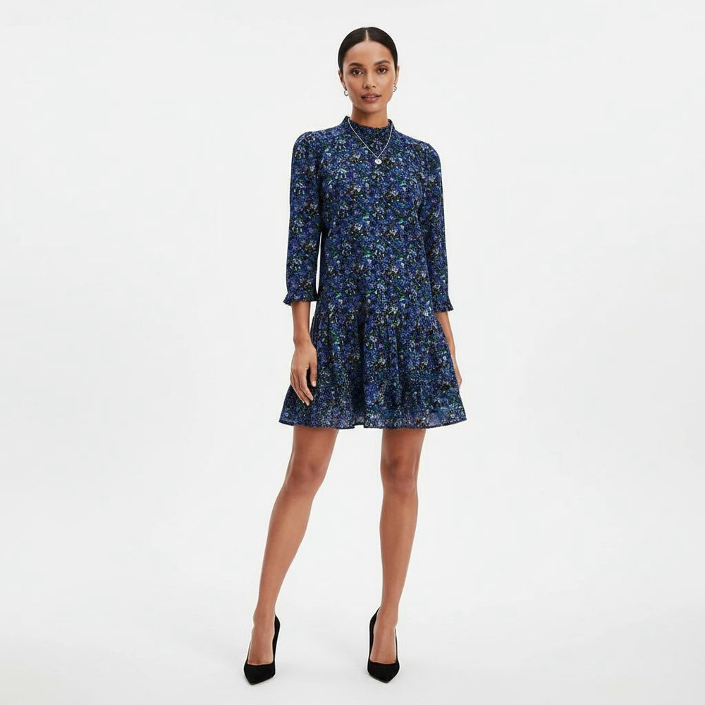 Free People The Avenue Floral Printed Ruffle Cutout Scoop Neck Mini Dress Large